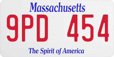 MA license plate 9PD454