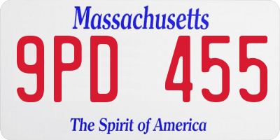 MA license plate 9PD455