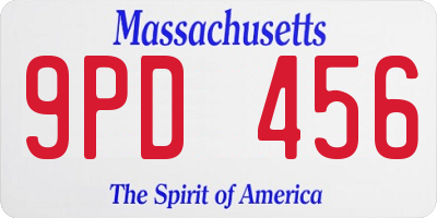 MA license plate 9PD456