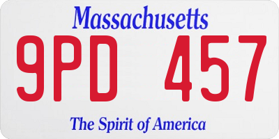 MA license plate 9PD457