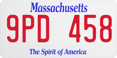 MA license plate 9PD458