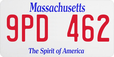 MA license plate 9PD462