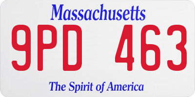 MA license plate 9PD463