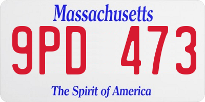 MA license plate 9PD473