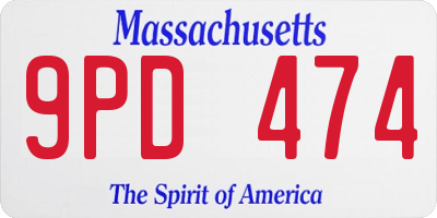 MA license plate 9PD474