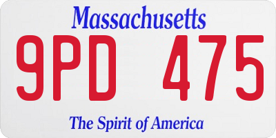MA license plate 9PD475
