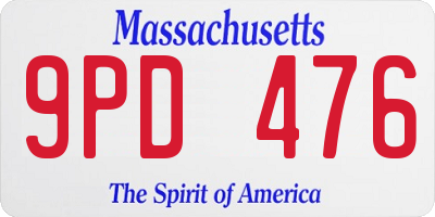 MA license plate 9PD476