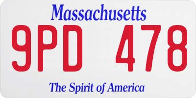 MA license plate 9PD478