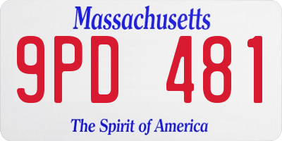 MA license plate 9PD481