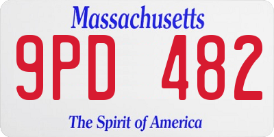 MA license plate 9PD482