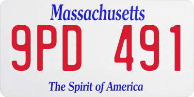 MA license plate 9PD491