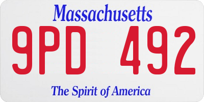 MA license plate 9PD492