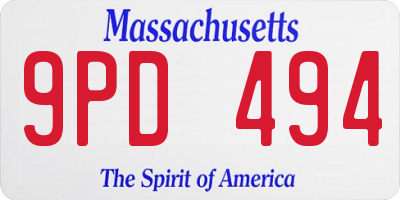MA license plate 9PD494