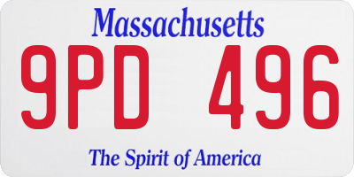 MA license plate 9PD496