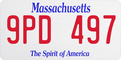 MA license plate 9PD497