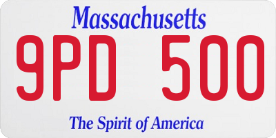 MA license plate 9PD500