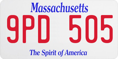 MA license plate 9PD505