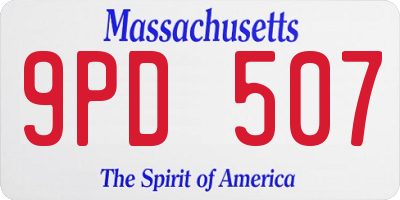 MA license plate 9PD507