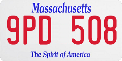 MA license plate 9PD508