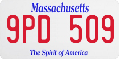 MA license plate 9PD509