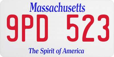 MA license plate 9PD523