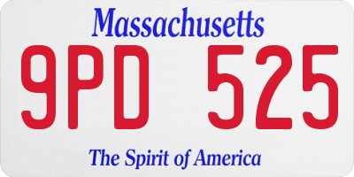 MA license plate 9PD525