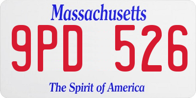 MA license plate 9PD526
