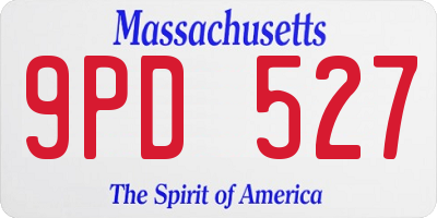 MA license plate 9PD527
