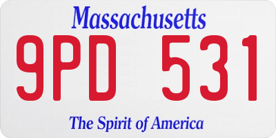 MA license plate 9PD531