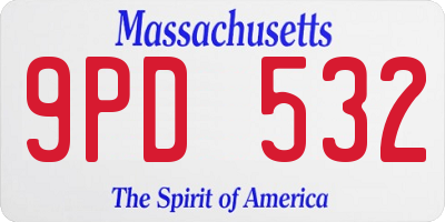 MA license plate 9PD532