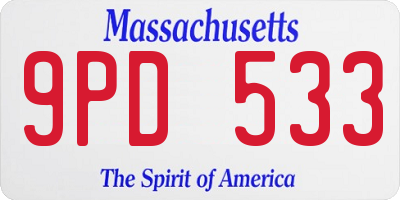 MA license plate 9PD533