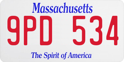 MA license plate 9PD534