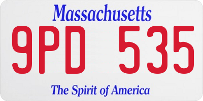 MA license plate 9PD535