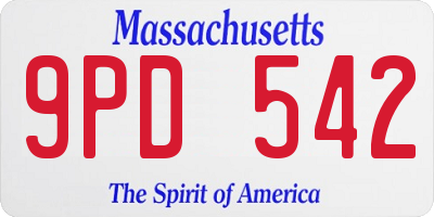 MA license plate 9PD542