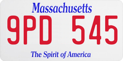 MA license plate 9PD545