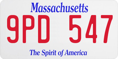 MA license plate 9PD547