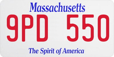 MA license plate 9PD550