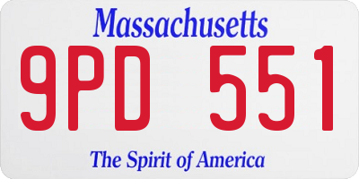 MA license plate 9PD551
