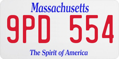 MA license plate 9PD554
