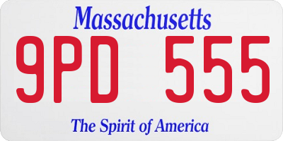 MA license plate 9PD555