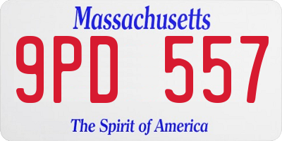 MA license plate 9PD557