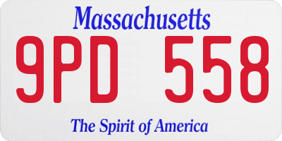 MA license plate 9PD558