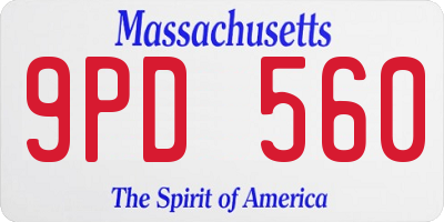 MA license plate 9PD560