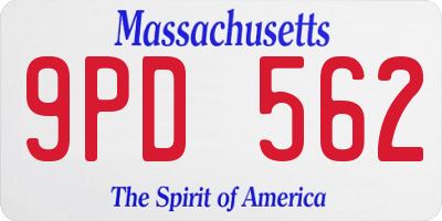 MA license plate 9PD562