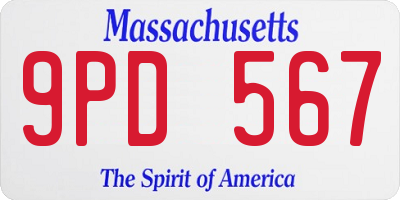 MA license plate 9PD567