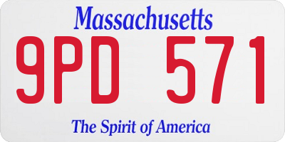 MA license plate 9PD571
