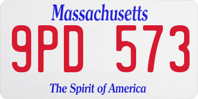 MA license plate 9PD573