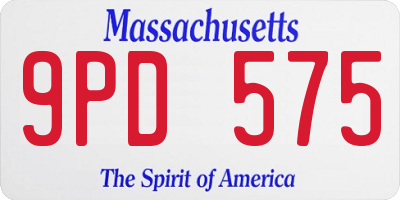 MA license plate 9PD575