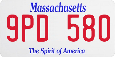 MA license plate 9PD580