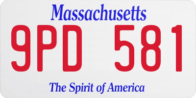 MA license plate 9PD581